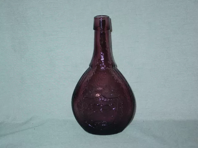 Vintage Wheaton Amethyst  Union Shield & Dove Glass Bottle