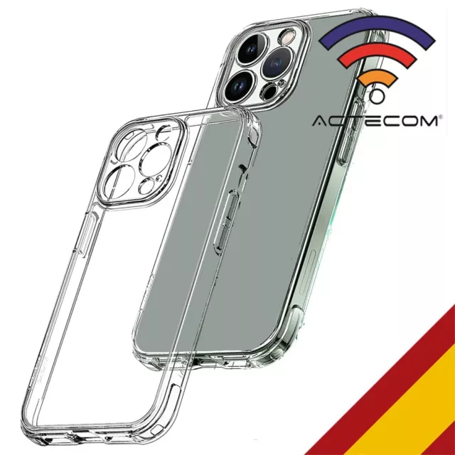 ACTECOM Funda para iPhone 15 Pro Max (6.7'') Gel Transparente Proteccion Cámara