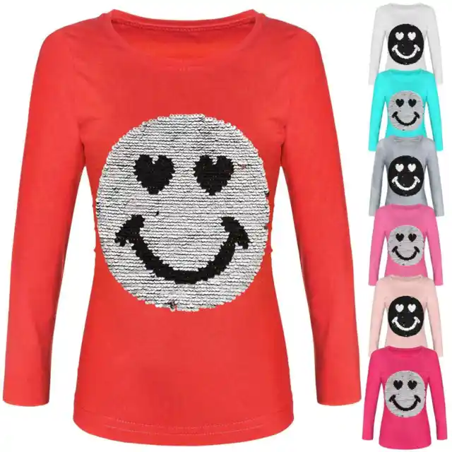 Bambini Ragazza Camicia a Maniche Lunghe Pullover Shirts Svolta Paillettes 21512