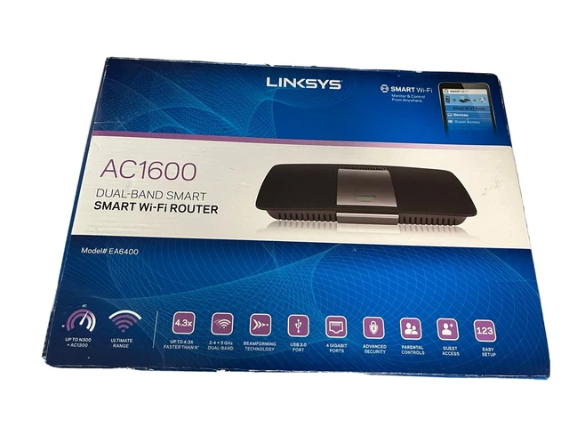 Linksys EA6400 AC1600 Dual-Band Smart Wi-Fi Router - Black