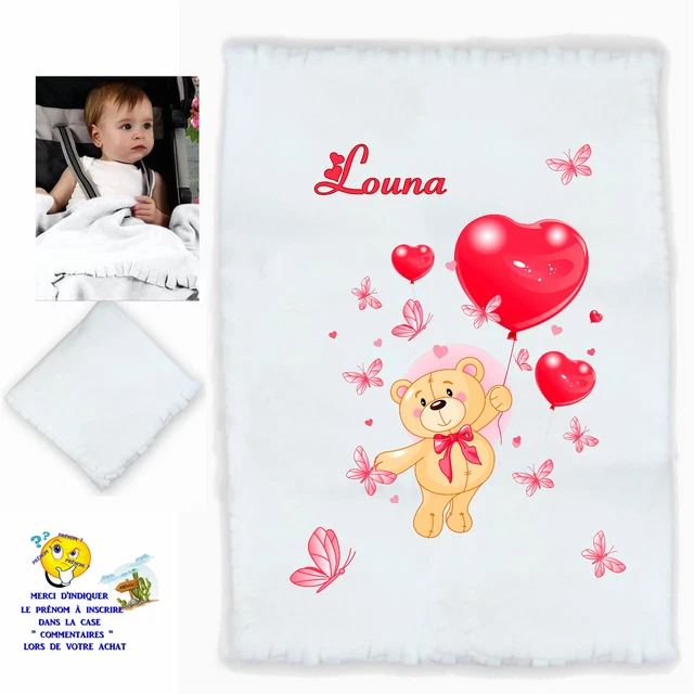 plaid bébé personnalisé cadeau naissance prenom texte choix réf 10