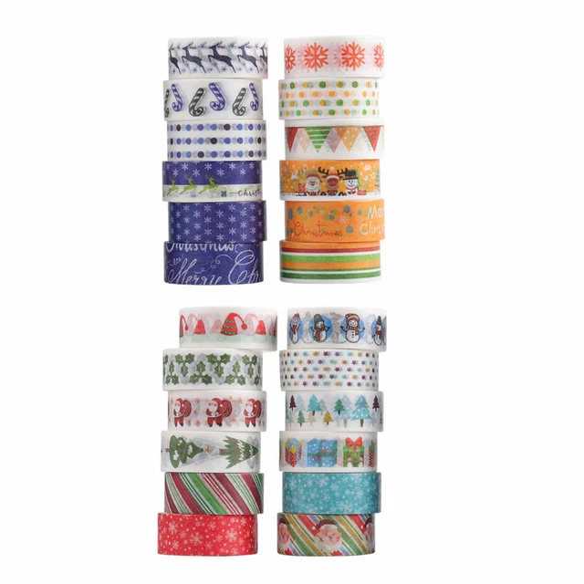 24 rollos cinta washi de Navidad papel japonés cinta decorativa washi