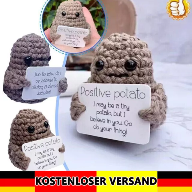 Lustige positive Kartoffel Strickpuppe Weihnachten Urlaub Schreibtisch Geschenk*