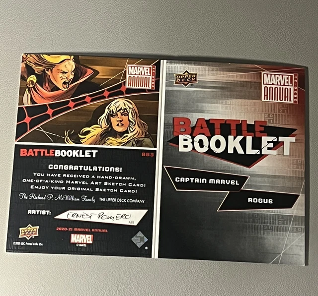 2019 Marvel Annual Battle Booklets Sketch Cards Ernest Romero Rogue Cap Marvel 2