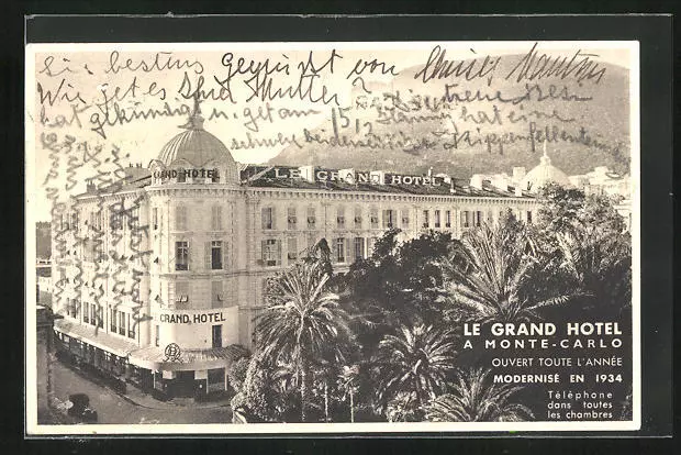 CPA Monte-Carlo, Le Grand Hotel 1936