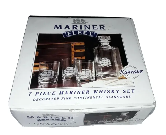 Mariner Fleet 7 Piece Mariner Whiskey set Glasses & Decanter great Condition
