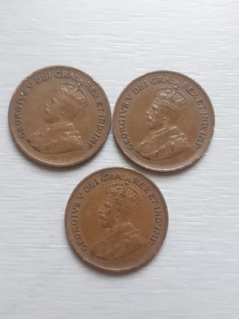 CANADA One cent Lot 1928/1935/1936  George V  bronze Petit Format