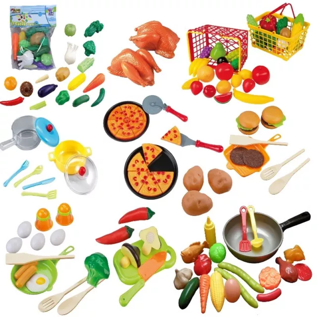 LEBENSMITTEL SET Kinder Spielzeug Kinderküche Kaufladen Obst Gemüse Pfanne Topf