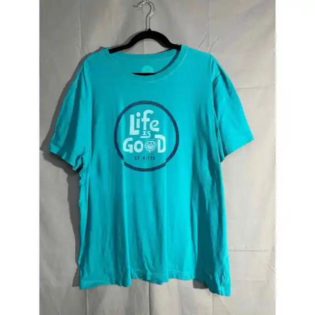 Life Is Good Shirt Mens XXL Blue St Kitts Classic Fit Graphic Tee T-Shirt