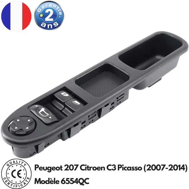 Bouton Lève-vitre électrique Conducteur Pour Peugeot 207, 207 CC, Citroën C3 - Référence 6554QC