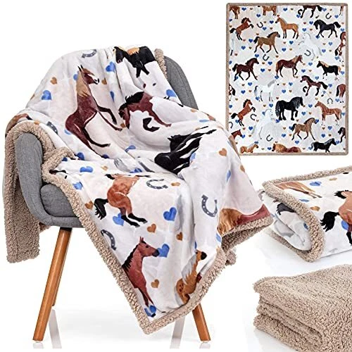 Horse Blanket - Lightweight 50x60 Inch Luxuriously Soft Horse Throw Blanket