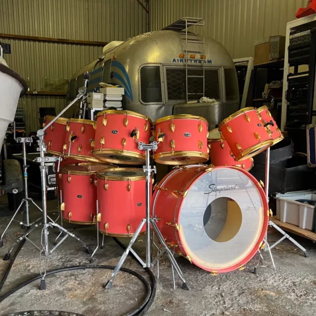 Vintage 1970s Slingerland Factory Custom 12-Piece Pink Gold Drum Kit & 6.5 Snare