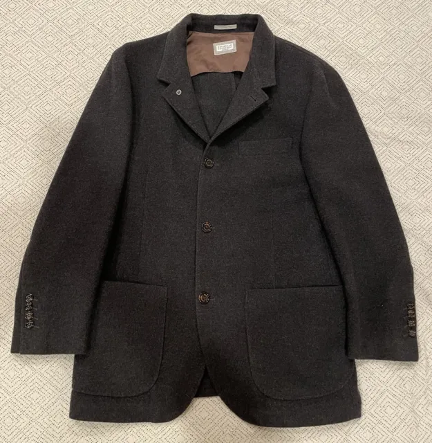 Brunello Cucinelli Blazer Style Coat In Charcoal Gray, Size XXL