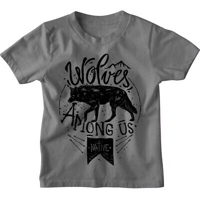 Wolves Among Us Wolf Kids Boys Girls Childrens T-Shirt | Screen Printed