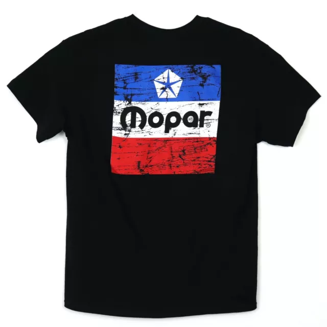Mopar Logo Men's T-Shirt Black Distressed Look Dodge Chrysler Plymouth