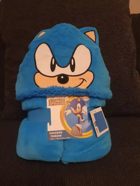 Nuova Coperta con Cappuccio Blu Sega Sonic The Hedgehog 120 x 150 cm