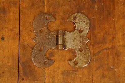 Antique Primitive Wrought Iron Early 19th Century Door Trunk Hinge 4" by 4 1/4"
