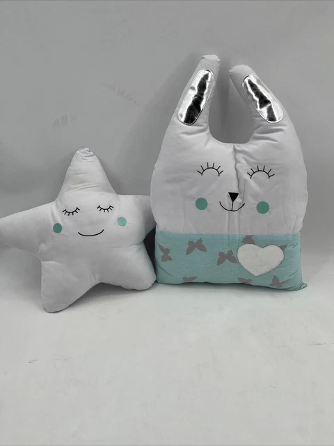 Juego de almohadas de peluche, ligeramente sucias / estrella aprox. 40x40 cm / cojín aprox. 55x36 cm