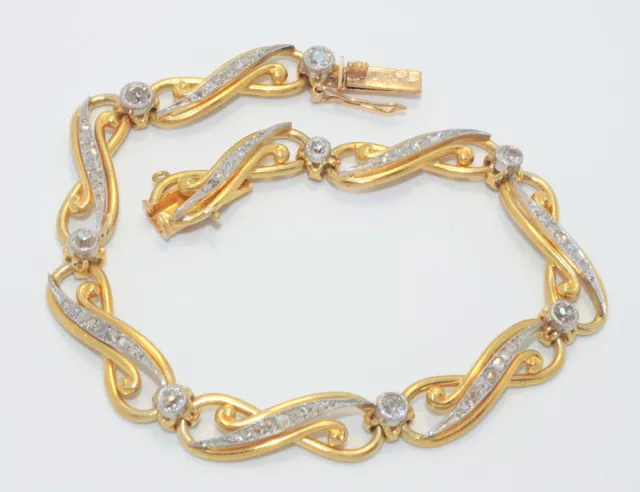 ART NOUVEAU French  18ct Yellow Gold & Platinum Diamond Bracelet  RRV $12,700.00