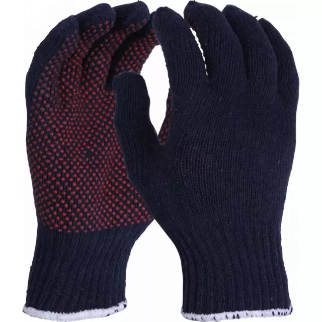 12 x gants pointillés en fibres mixtes PVC UCI MFBD confort durabilité - bleu