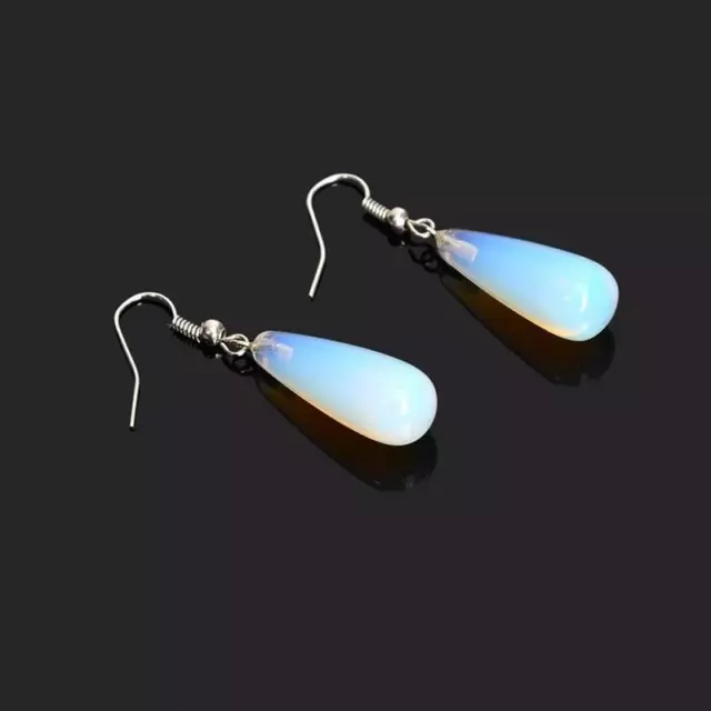 Women's Vintage 925 Sterling Silver Opal Teardrop Hippie Stud Drop Earrings