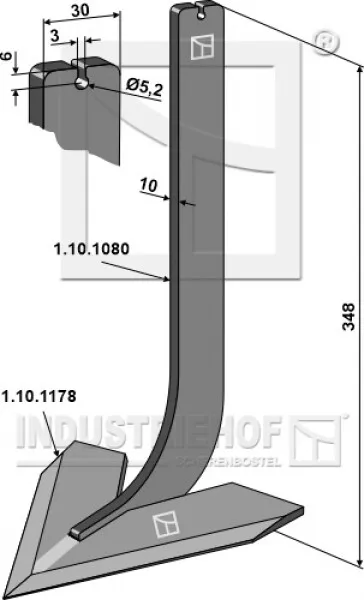Stiel mit Schar 100mm zum Schweißen  1.10.1181