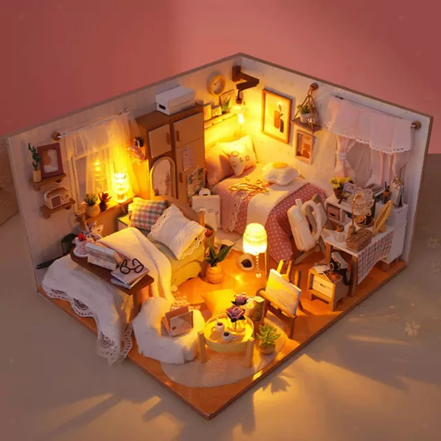 Kit de maison de poupée miniature à faire soi-même, petite maison avec  meubles, kit de maison miniature échelle 1:24, excellent cadeau artisanal  fait à la main pour anniversaire, fête des mères, librairie