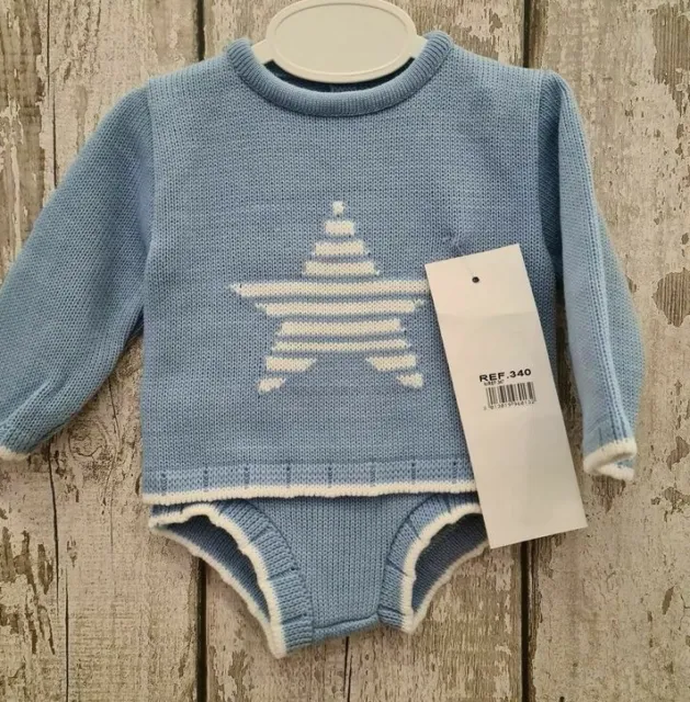 Baby Boys Traditional Spanish Knitted Jam Pants and Jumper Set / Outfit.