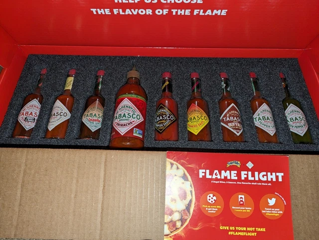 Bagel Bites Flame Flight Tabasco Sauce 9 Full Size Bottle Promotional Gift Set