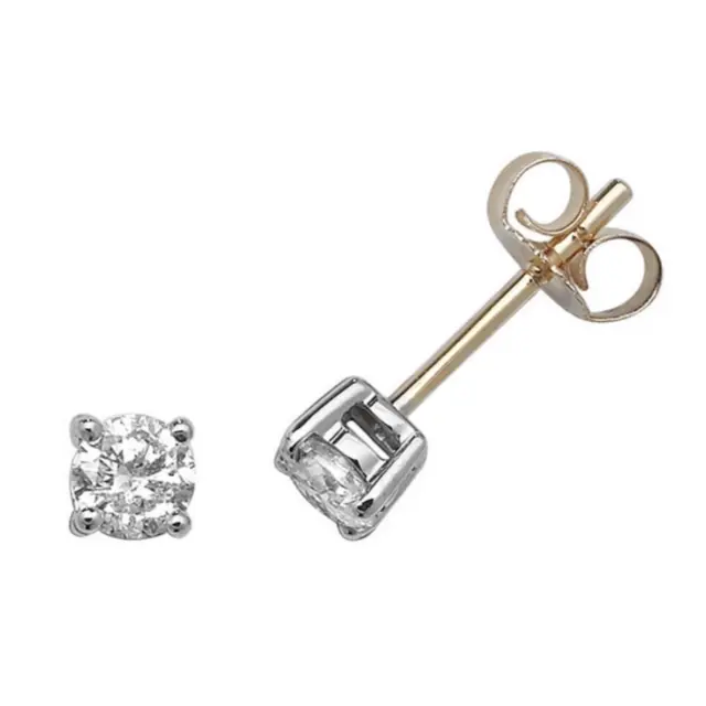 9ct Gold 0.25ct Diamond Solitaire Stud Earrings - Gift Boxed - Real Diamond