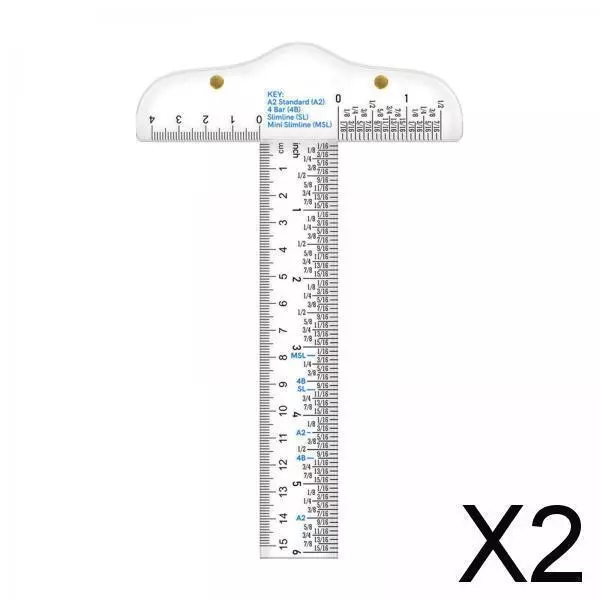 2X Clear Acrylic T Square Ruler 6" T Shaped Ruler for Scrapbooking Art Framing