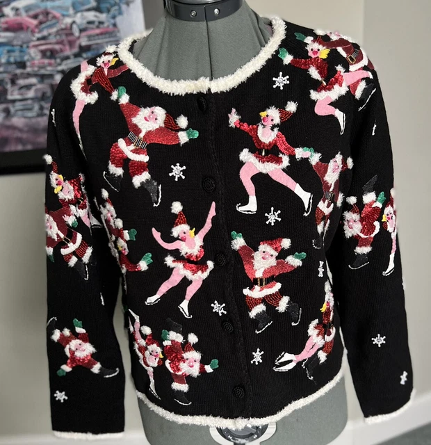 Michael Simon M Christmas Skating Santa Couples Sweater