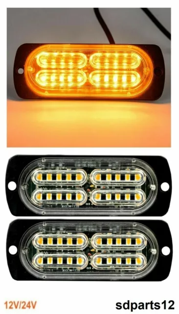 2x Ultra Sottile 20 LED Luci Emergenza Arancio Pericolo Lampeggiante Rimorchio