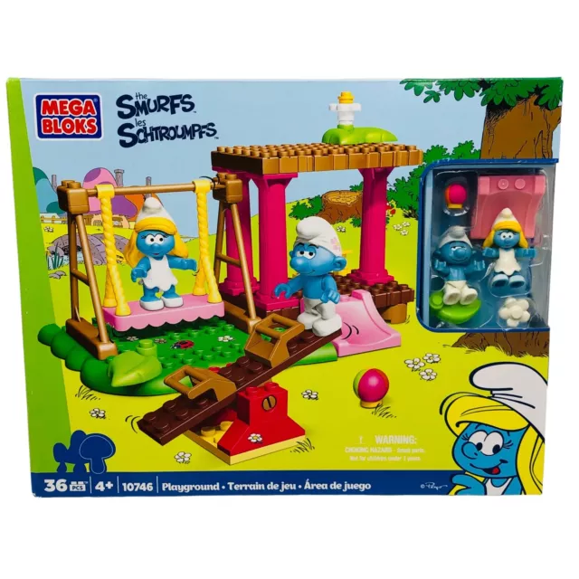 Mega Bloks 10746 The Smurfs Playground 36 pc Building Blocks Playset 2012 SEALED