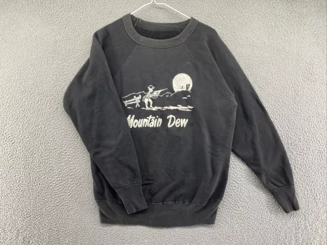 Vintage 1960s Mountain Dew Willy The Hillbilly Flock Felt Logo Sweatshirt READ