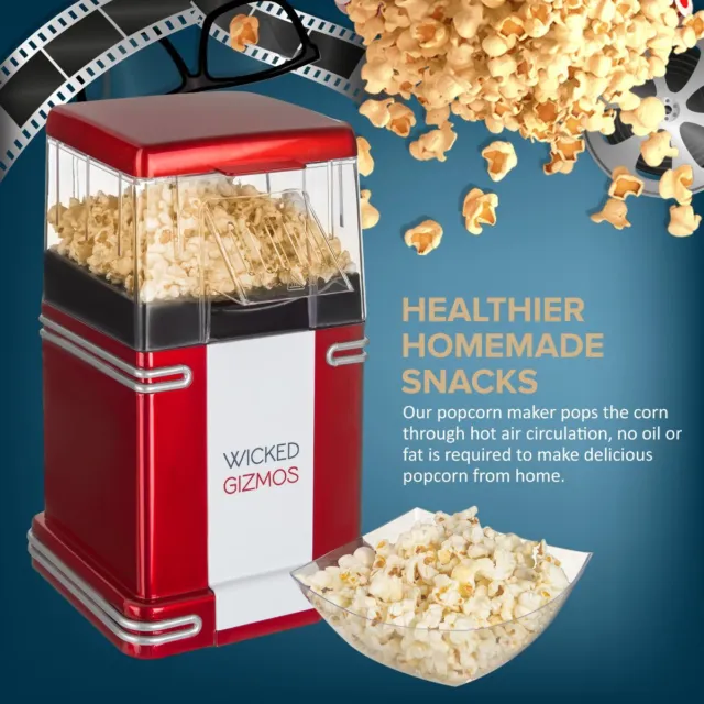 WICKEDGIZMOS RETRO FAT-FREE HOT AIR POPCORN MAKER / POPCORN POPPER MACHINE 1200w 2