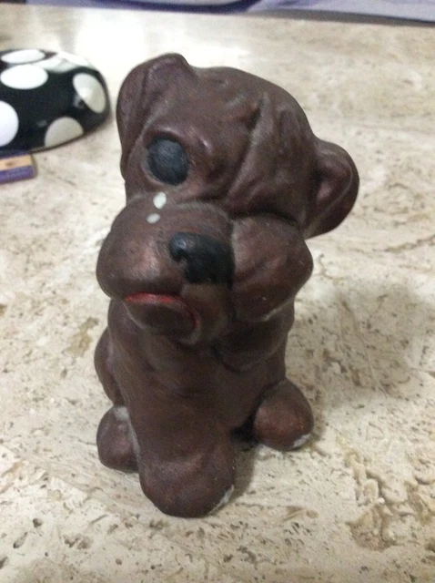 VINTAGE 70S SAD Crying Tear Basset Hound Dog Piggy Bank 11