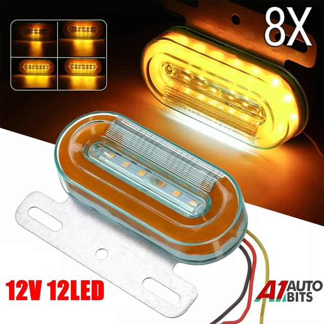 Lot De 10 Feux Latéraux LED Orange 24V - IP67, 6 LEDs Par Feu - Pour Camion, Bus, Camping-car, Remorque