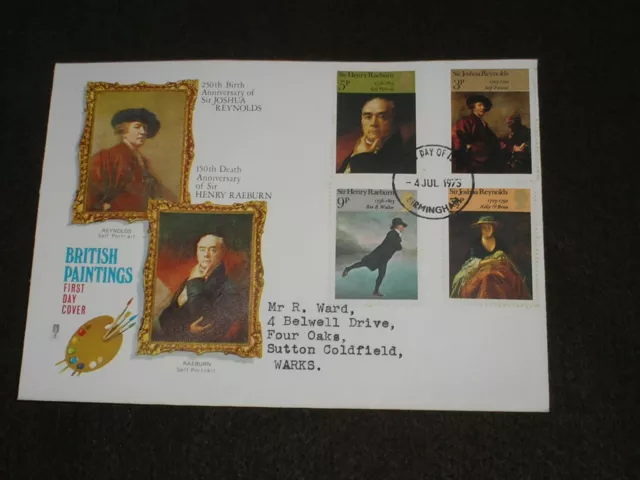 1973 GB Stamps BRITISH PAINTINGS Philart First Day Cover BIRMINGHAM FDI Cancel