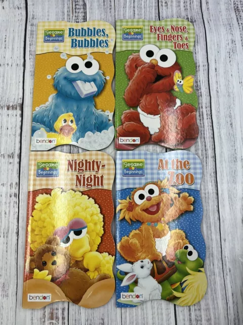 4 Sesame Street Board Books Children Daycare Preschool Baby Elmo Big Bird Cookie