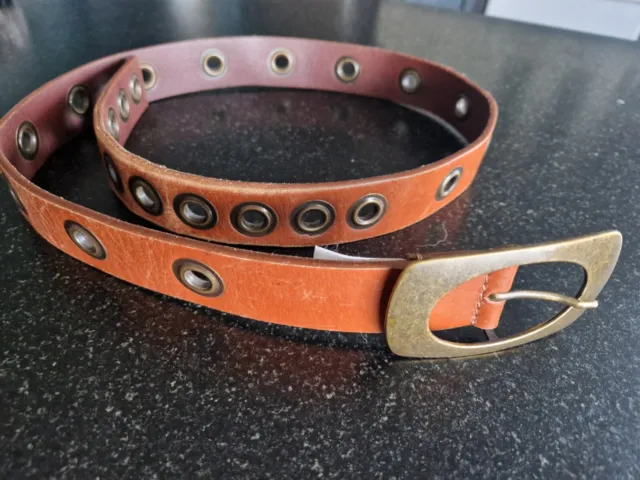 NEXT vintage brown leather eyelet belt - 12 - 14