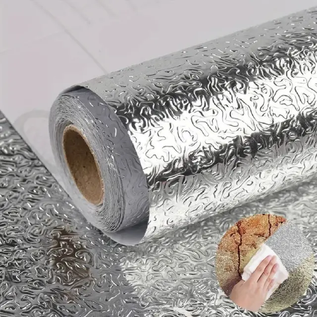 5M Kitchen Aluminum Foil Contact Paper Self Adhesive Oil-Proof Wall Sticker