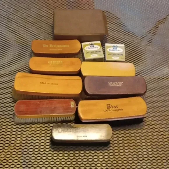 Vintage Horse Hair Shoe Brushes Lot Light Dark Bristles Smoothie