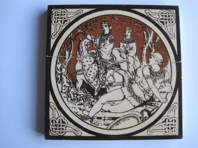 Antique Minton - Moyr Smith - Tennyson's Idylls Of The King Tile - Etarre Repair