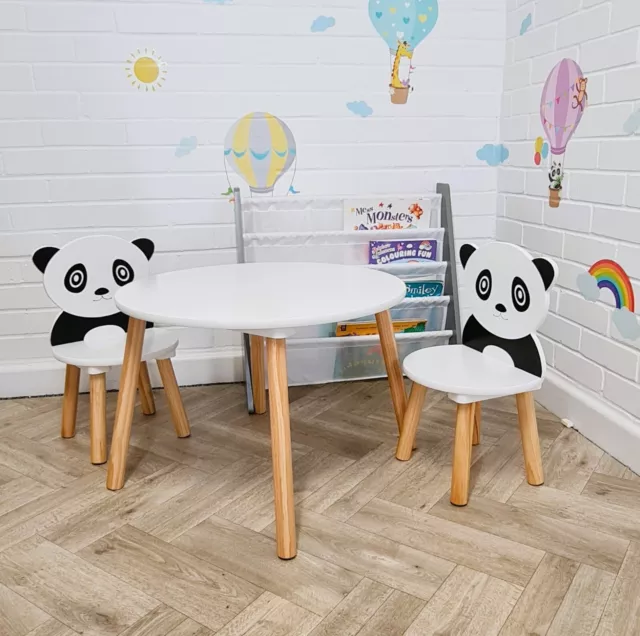 Childrens  Table and Chair Wooden Set White  Furniture Preschool Activity