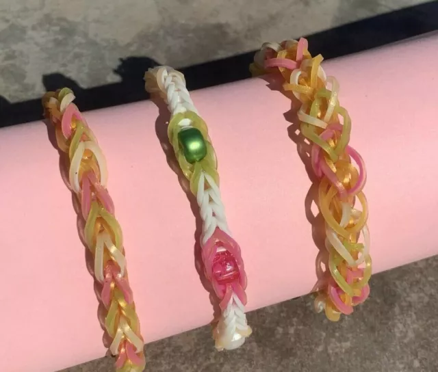 Personalized friendship summer Rainbow Loom rubber band bracelet birthday  favor