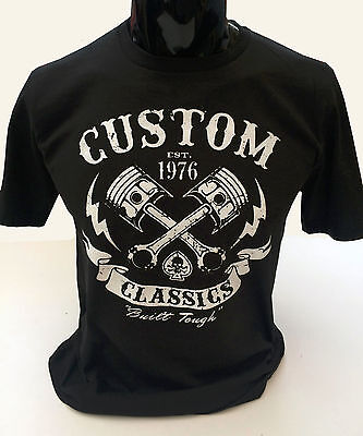 Personalizzato Classics T-Shirt da Uomo S-2xl Biker Teschio Moto Rock Outlaw