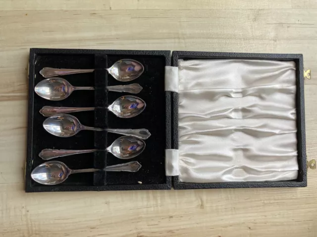 Vintage Set Of Six Silver Plated  S & B EPNS A1 Coffee Spoons Boxed