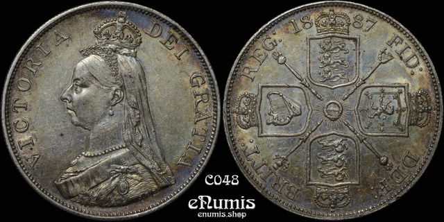 Great Britain, Victoria, Double Florin 1887, Arabic 1, nicely toned, UNC