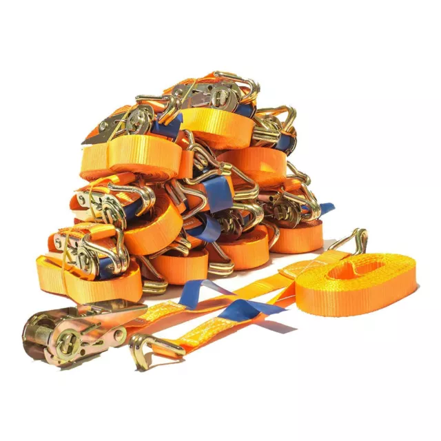 10x Spanngurt zweiteilig 6m lang 25mm breit 800kg daN Orange Zurrgurt Spanngurte